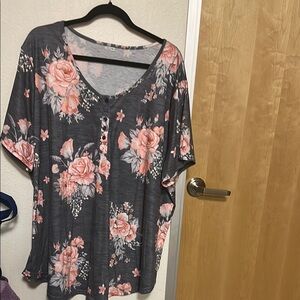 Floral Gray and Pink Women's Top